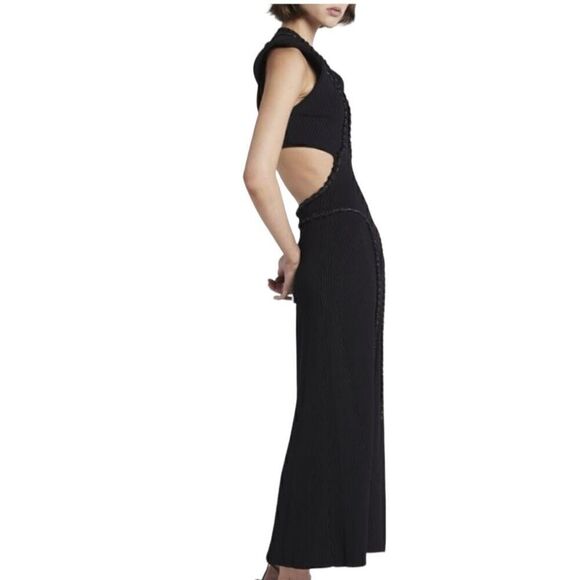Aje Sculptra Arp Black Cut-Out Midi Dress Size Medium - Picture 2 of 11